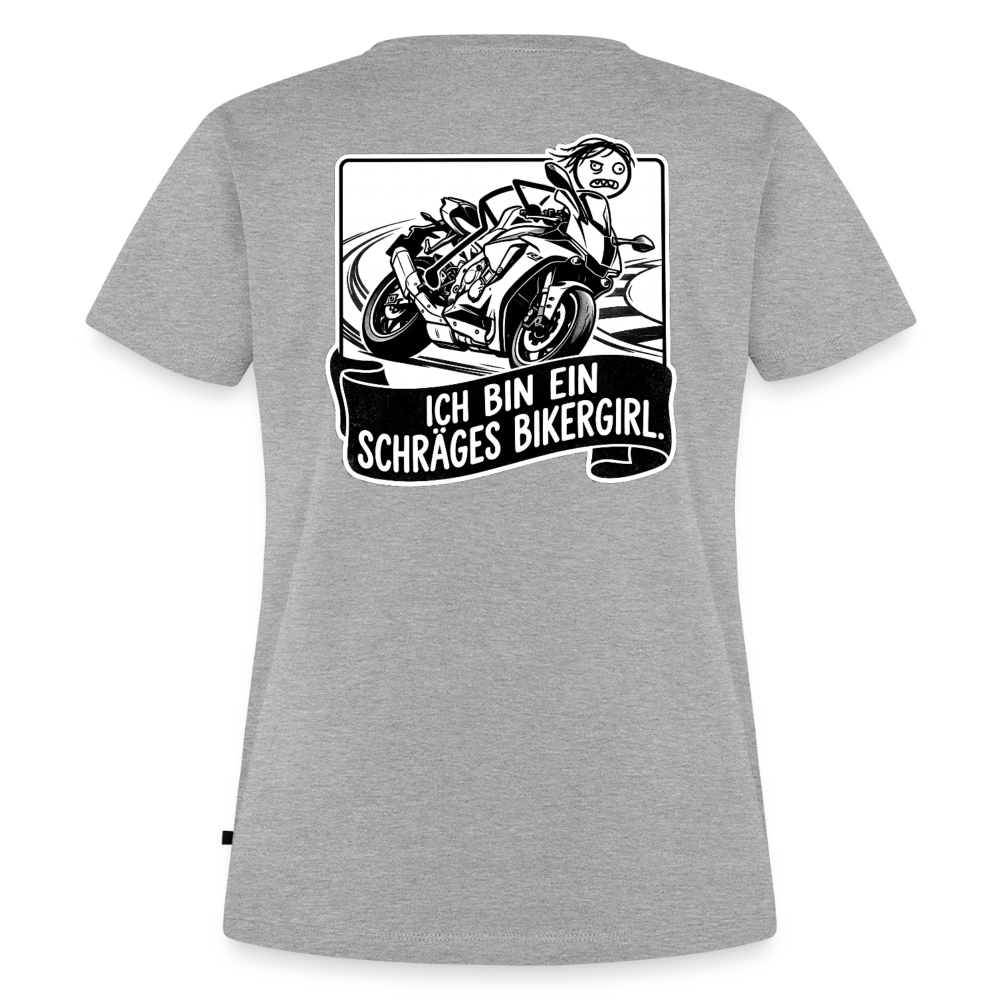 Schräges Bikergirl Rennsemmel "Rückendruck" - heather grey