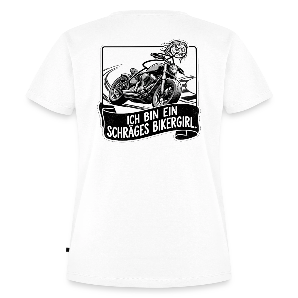 Schräges Bikergirl Chopper "Rückendruck" - white