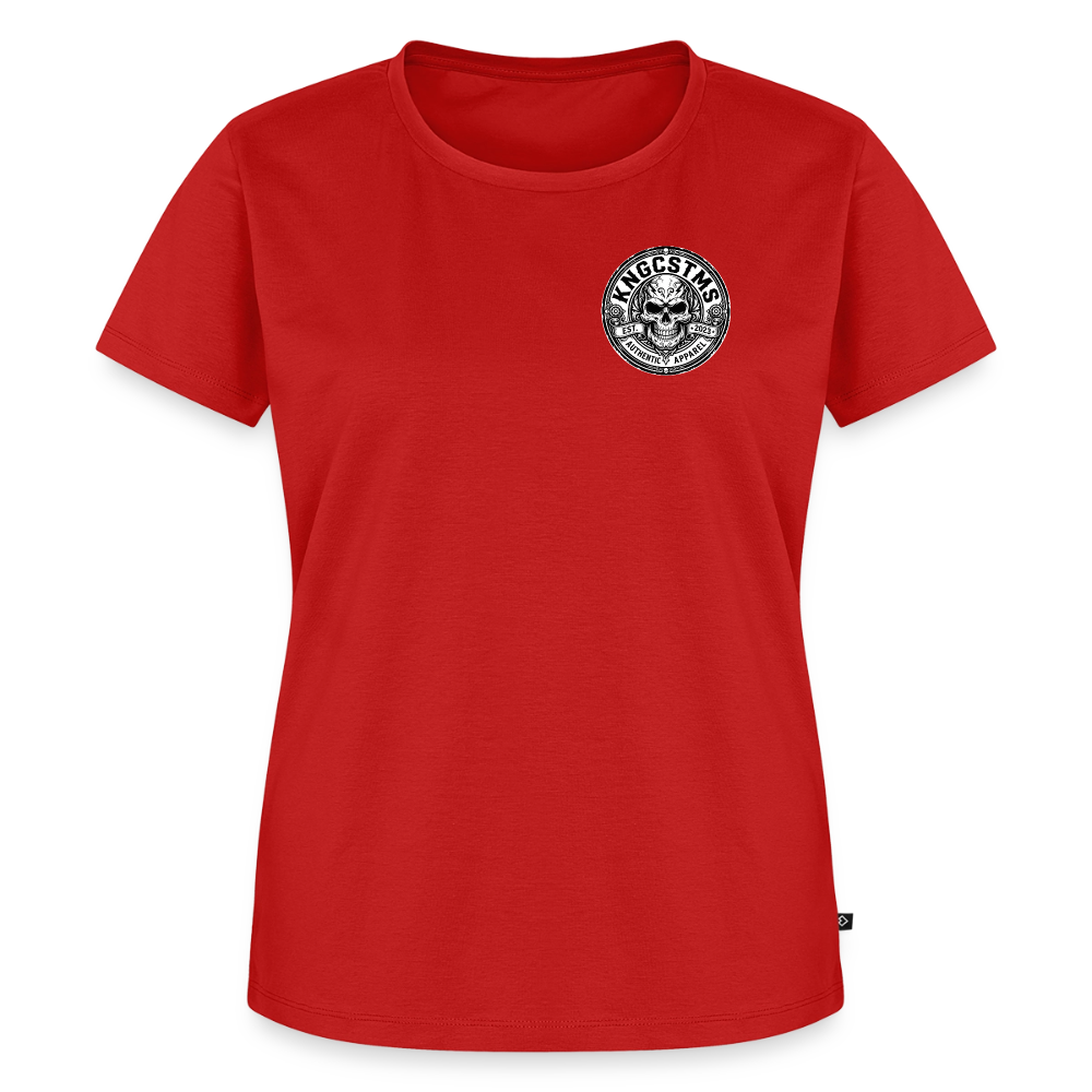Schräges Bikergirl Rennsemmel "Rückendruck" - red