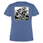 Schräges Bikergirl Rennsemmel "Rückendruck" - stone blue