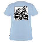 Schräges Bikergirl Rennsemmel "Rückendruck" - light blue