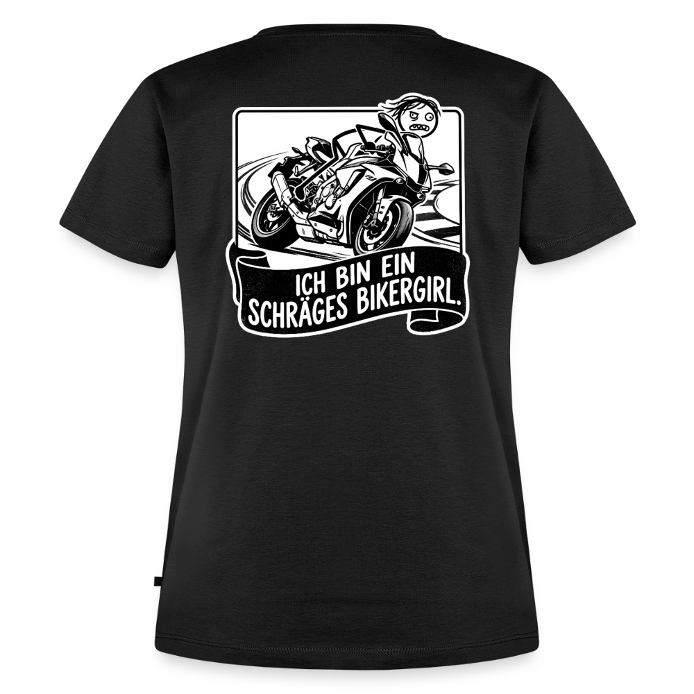 Schräges Bikergirl Rennsemmel "Rückendruck" - black