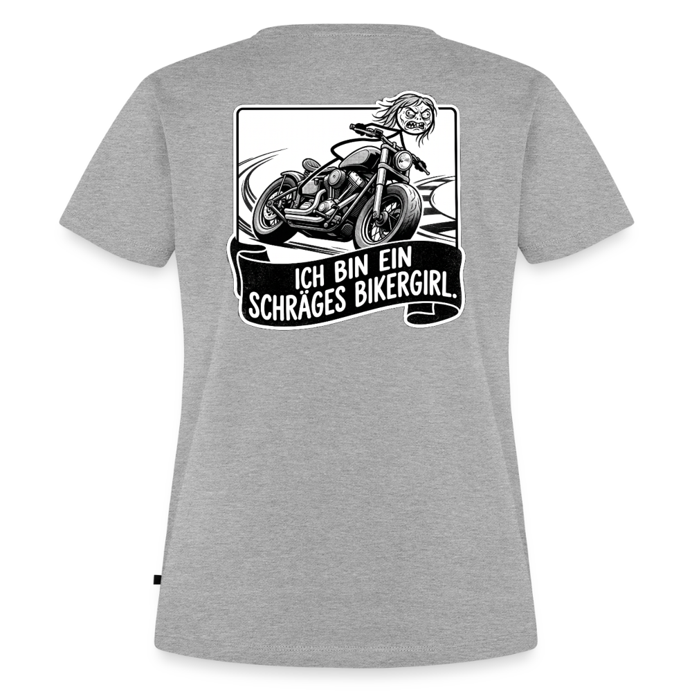 Schräges Bikergirl Chopper "Rückendruck" - heather grey