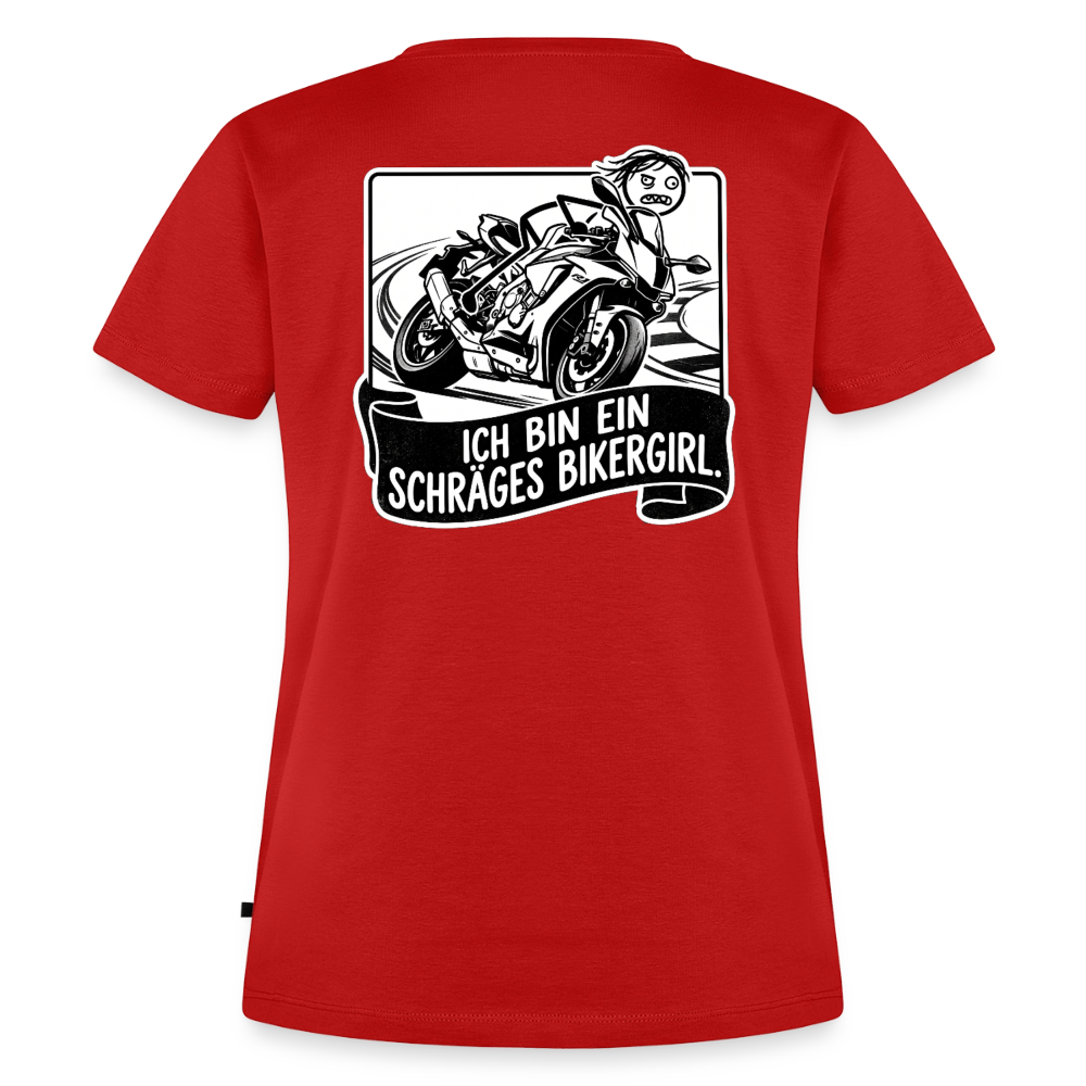 Schräges Bikergirl Rennsemmel "Rückendruck" - red